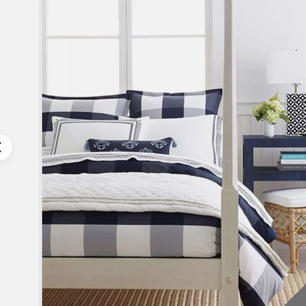 Serena & Lily Gingham Duvet Cover | KING | Midnight/Navy